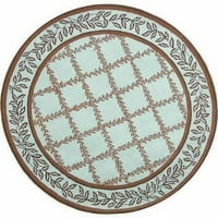 Челси Алекия Геометрични граници Вълна килим, синьо кафяво, 4 '4' кръг