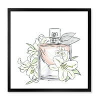Дизайнарт 'букет от цветя и парфюм бутилка' традиционна рамка Арт Принт